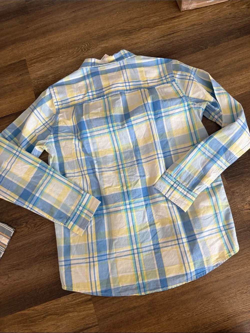 The Children's Place Light Blue and Yellow Plaid Button-Down Shirt, 14 NWT